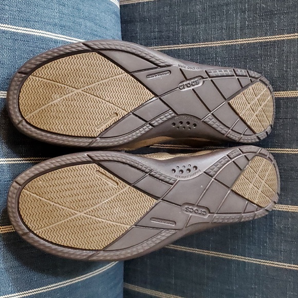 Crocs Walu Shoes Men's Size 11 Khaki Tan Brown Canvas Loafer Slip On - Picture 5 of 9
